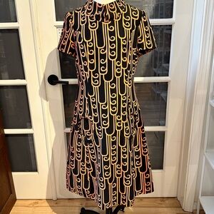 Vintage Sport & Style Manhasset Orange and Black Mod Dress, Size 10